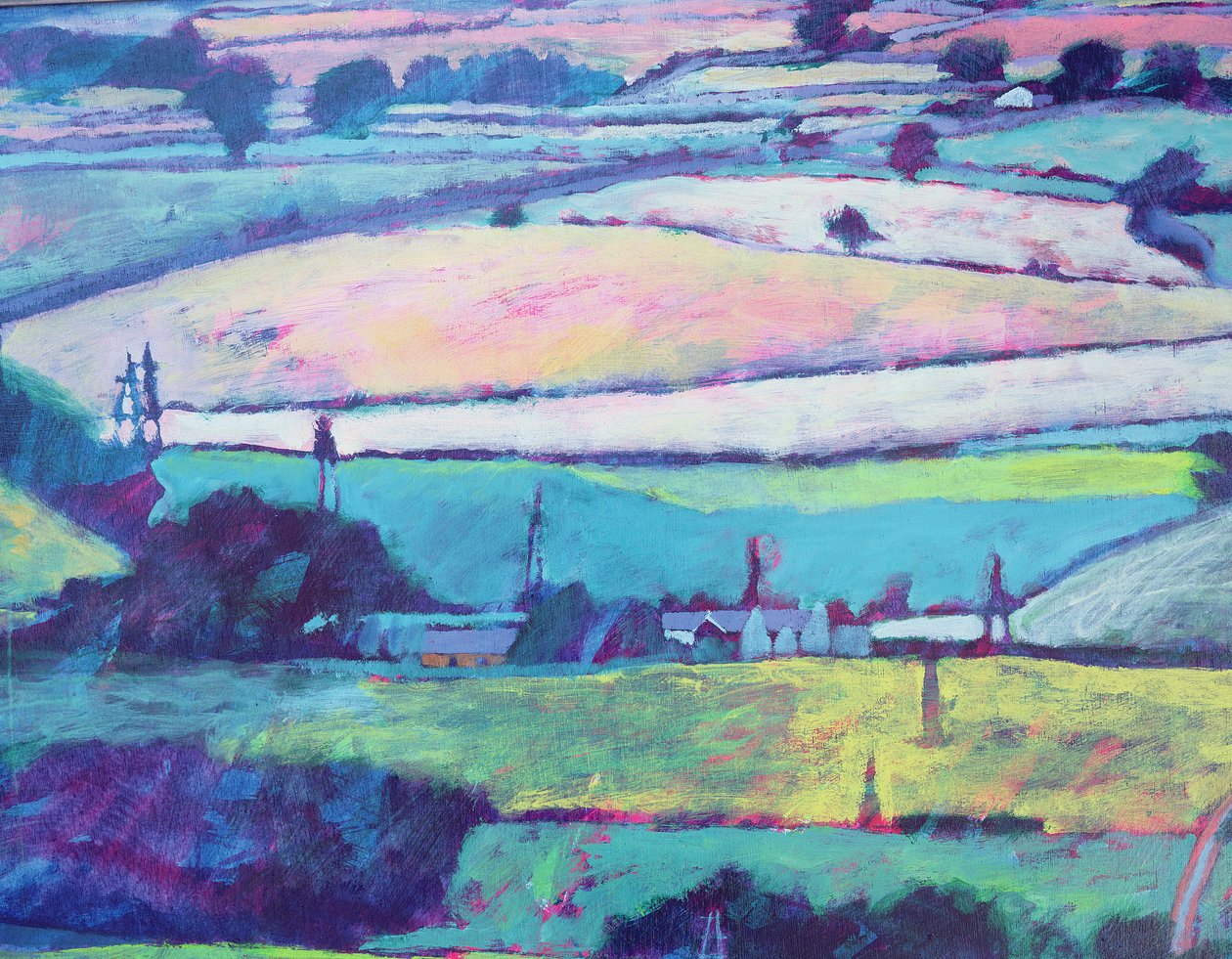 Farm (akryl på kort) av Paul Powis