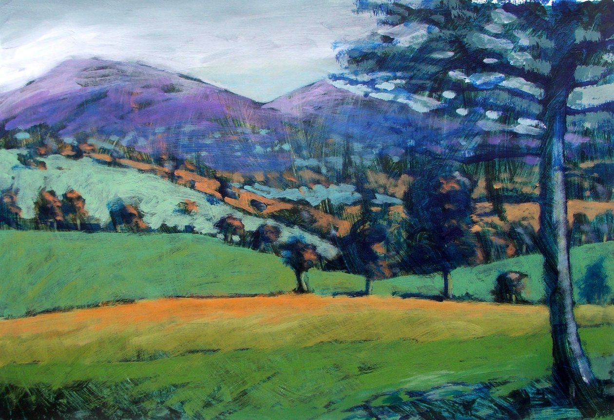 Misty Morning (akryl om bord) av Paul Powis