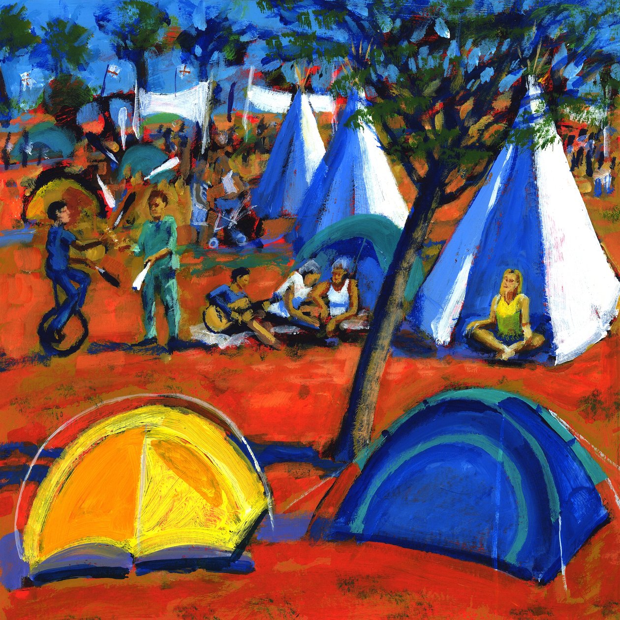 Popfestival, 2008 (akryl om bord) av Paul Powis
