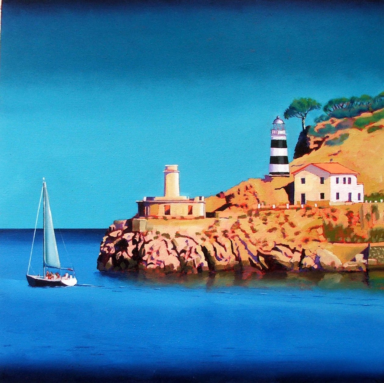 Port Soller 2 (akryl om bord) av Paul Powis