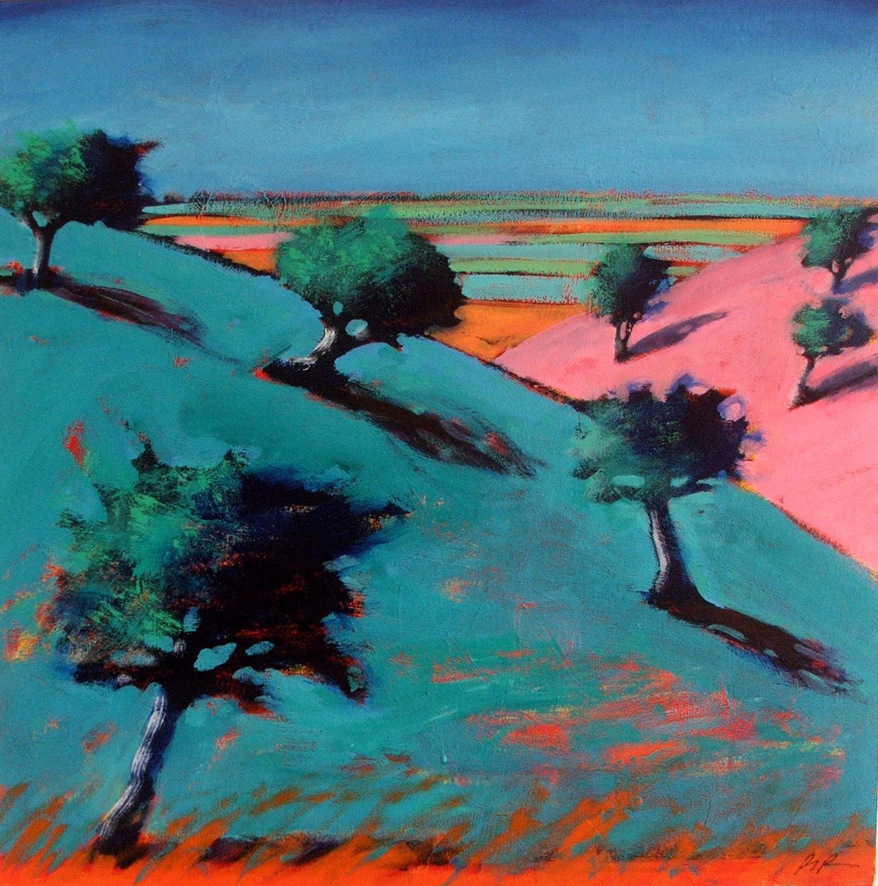 Valley (akryl om bord) av Paul Powis