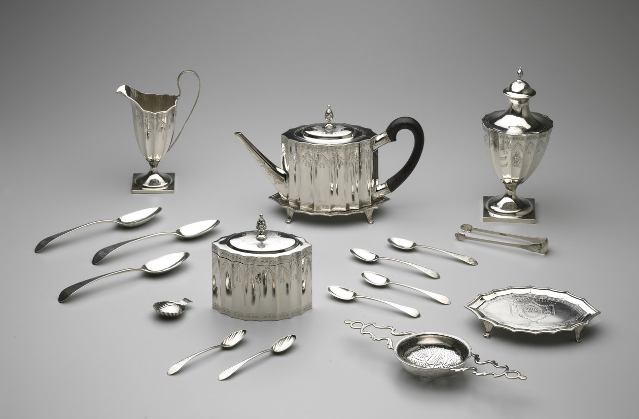 Tea Service, 1792 (sølv og tre) av Paul Revere