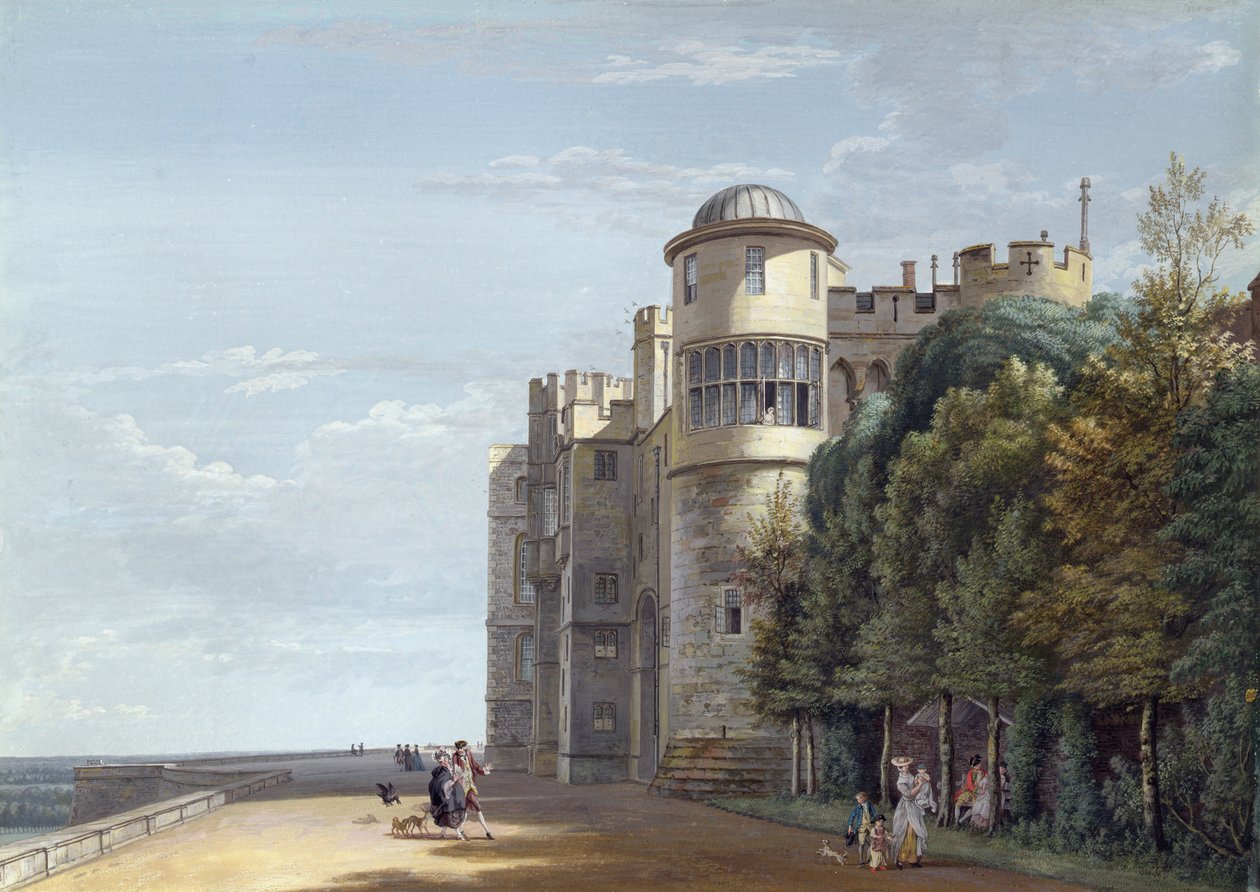 The North Terrace, Windsor Castle, med utsikt mot øst av Paul Sandby