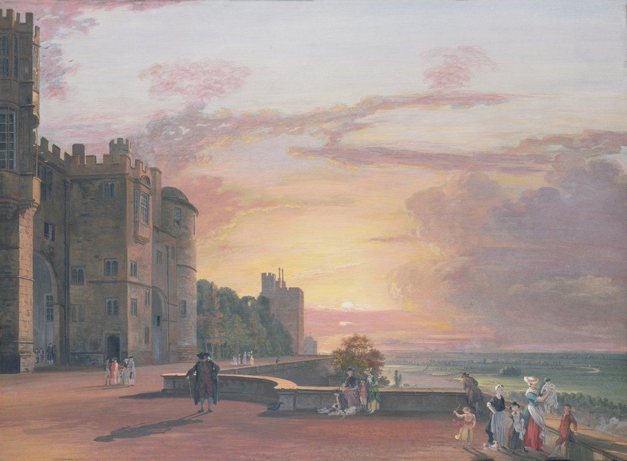 Windsor Castle: North Terrace ser vestover ved solnedgang av Paul Sandby