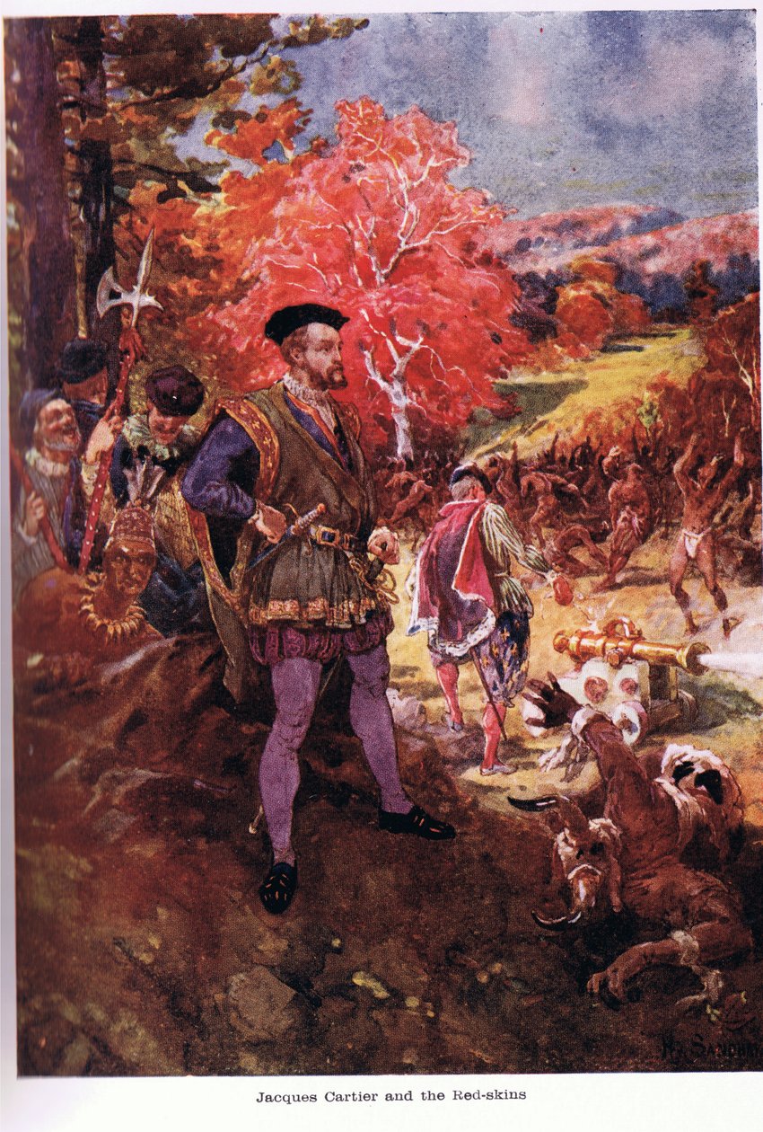 Jacques Cartier with the Redskins, illustrasjon fra 