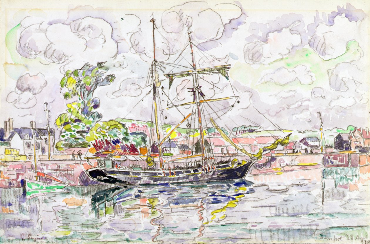 Paimpol, 1930 (wc med blyant på papir) av Paul Signac