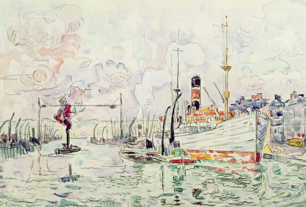 Rouen, 1924 (blyant og wc på papir) av Paul Signac
