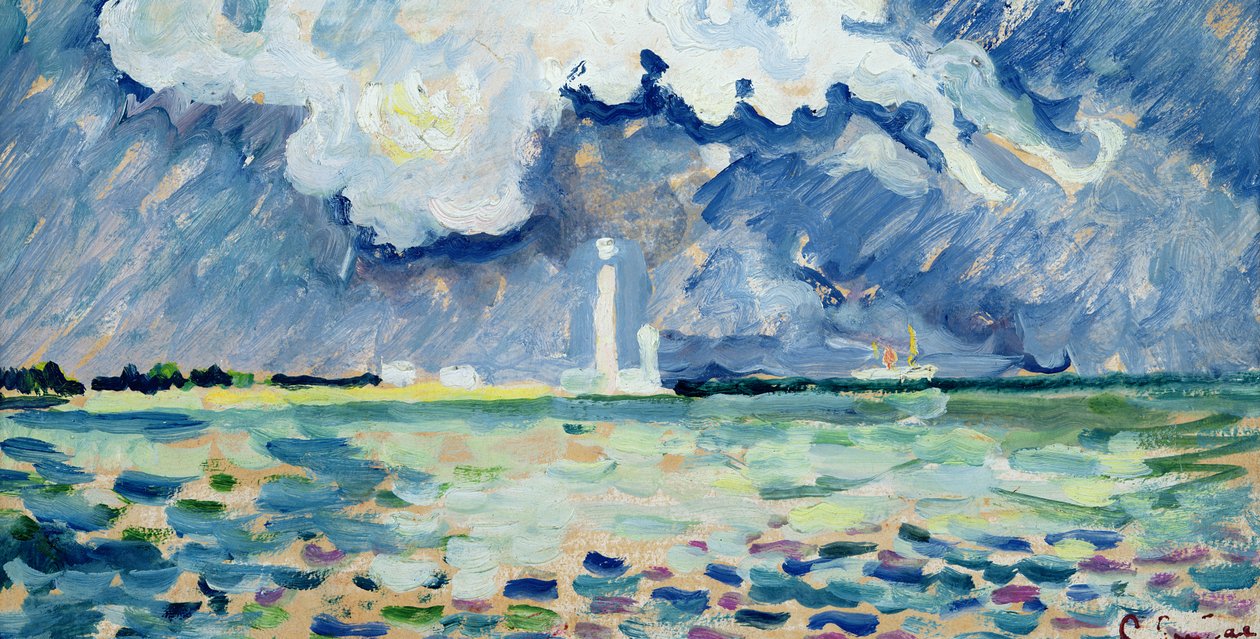 Fyret i Gatteville (olje på kort) av Paul Signac