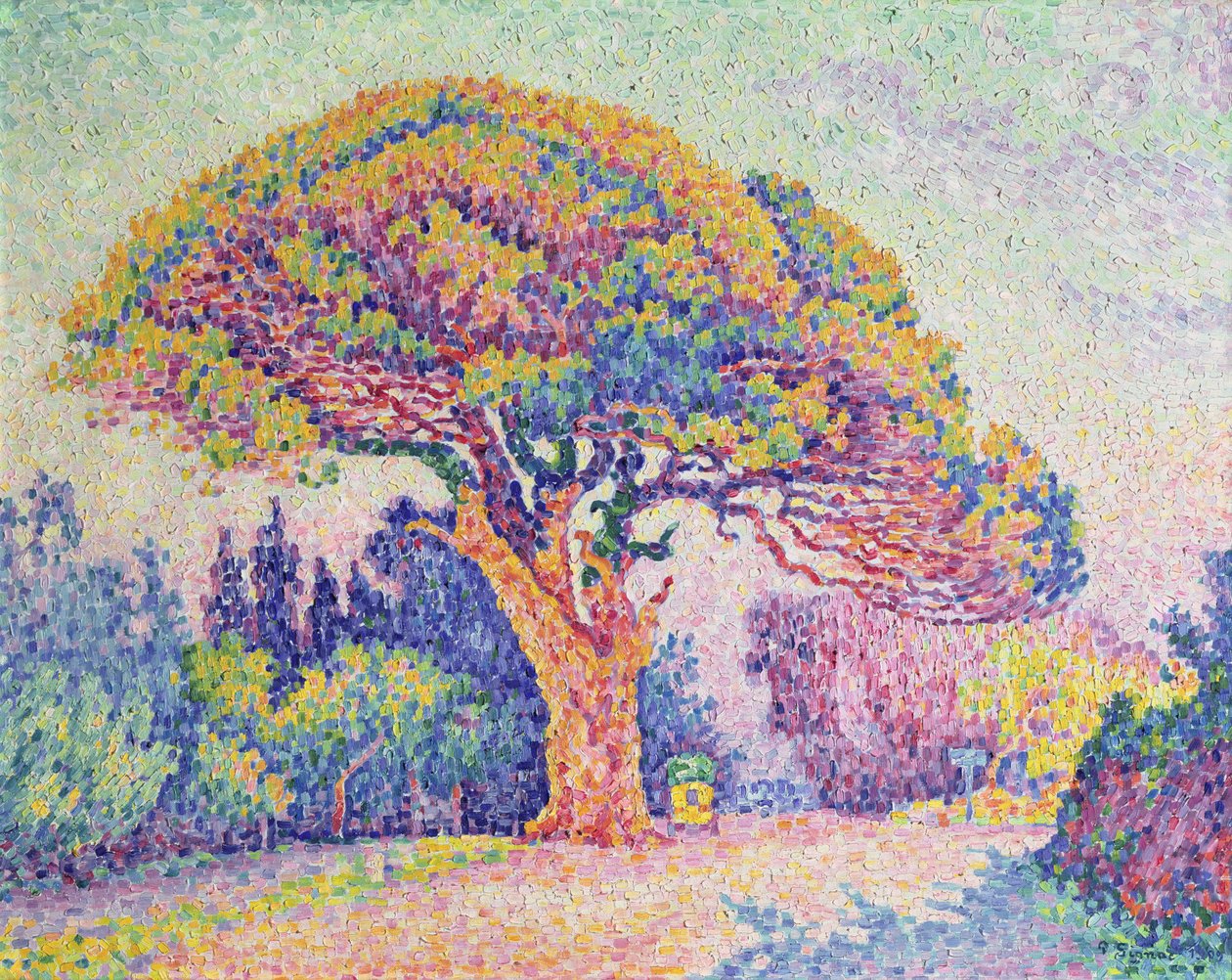 Pinetreet ved St. Tropez, 1909 av Paul Signac