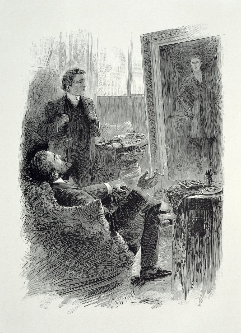 Illustrasjon fra 'The Picture of Dorian Gray' av Oscar Wilde (1854-1900), gravert av E. d'Ete av Paul Thiriat