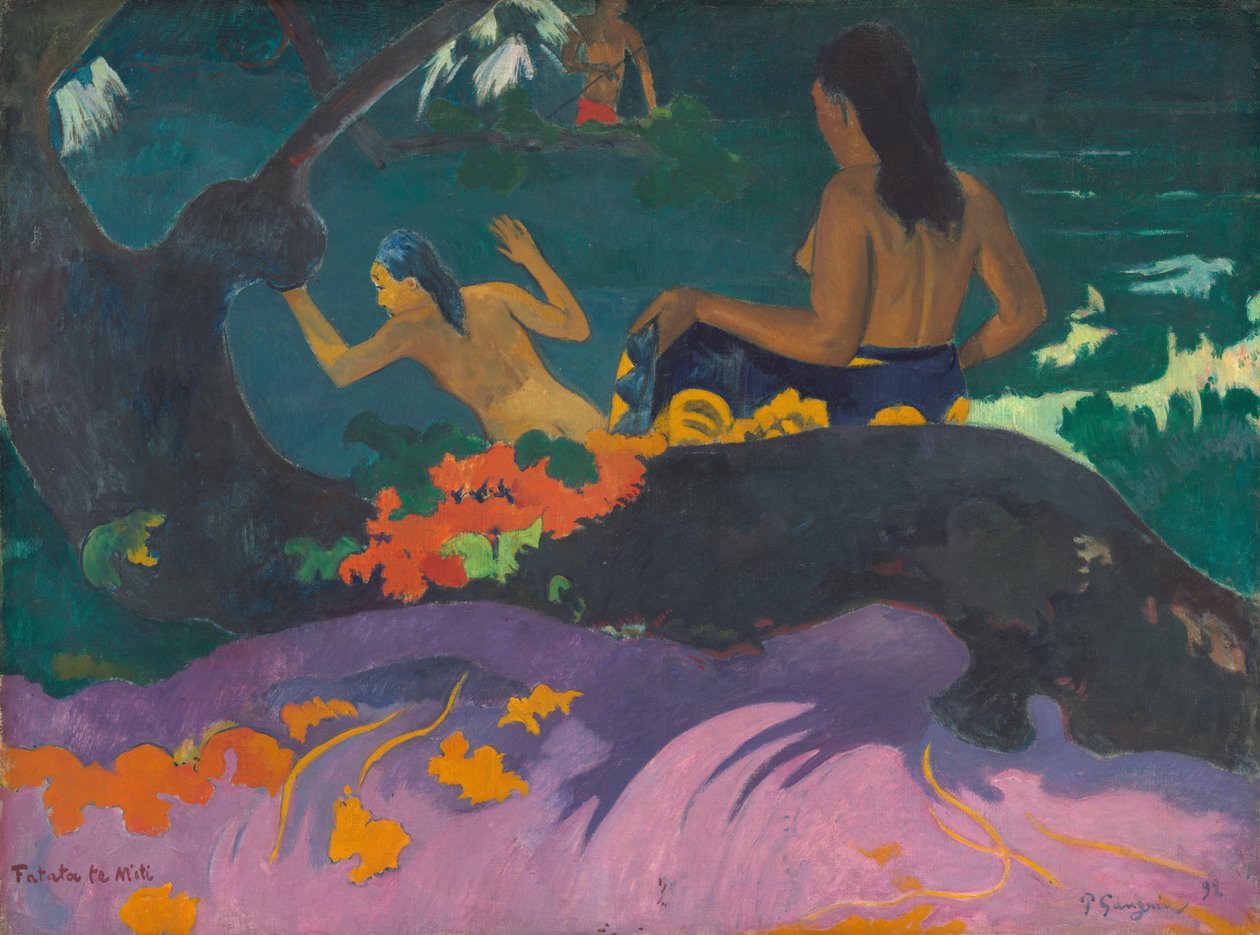 Nær drømmen (ved sjøen) av Paul Gauguin