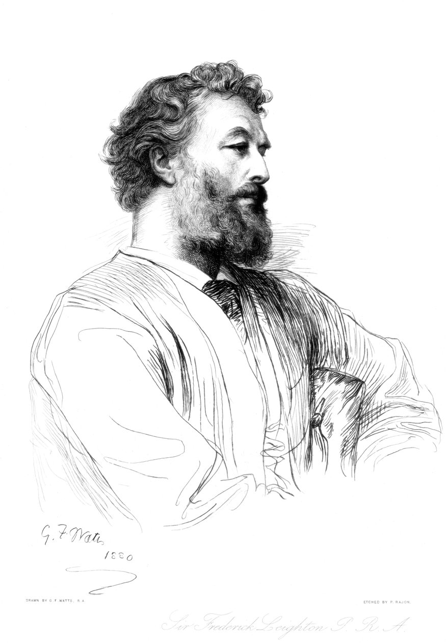 Sir Frederic Leighton , britisk kunstner, c1880-1882.. av Paul Adolphe Rajon