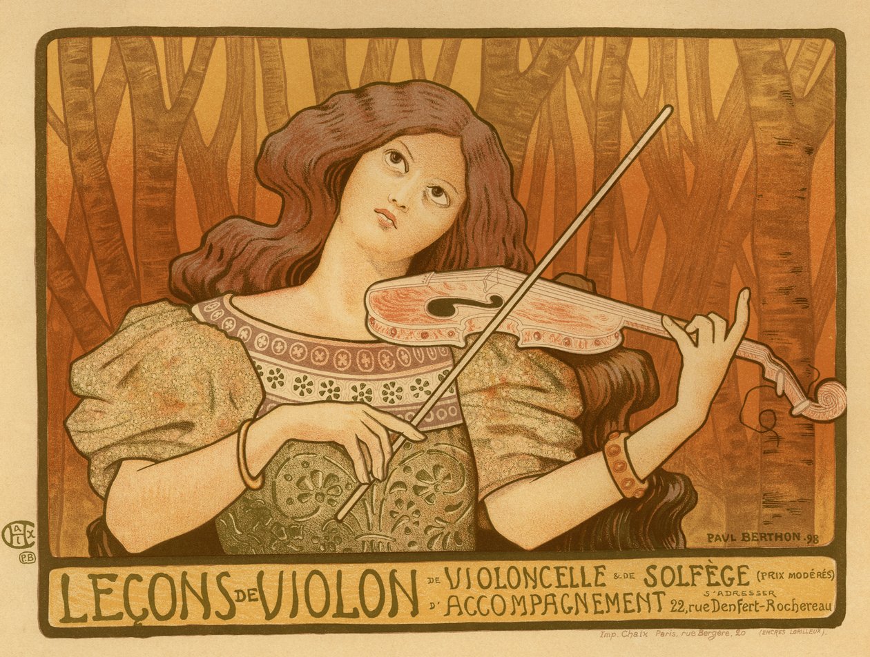 Plakat for fiolintimer, 1898 av Paul Berthon