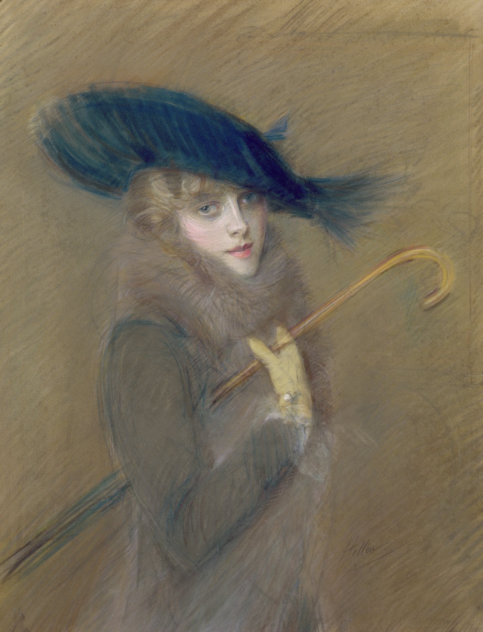 Elegant Lady (pastell på papir) av Paul Cesar Helleu