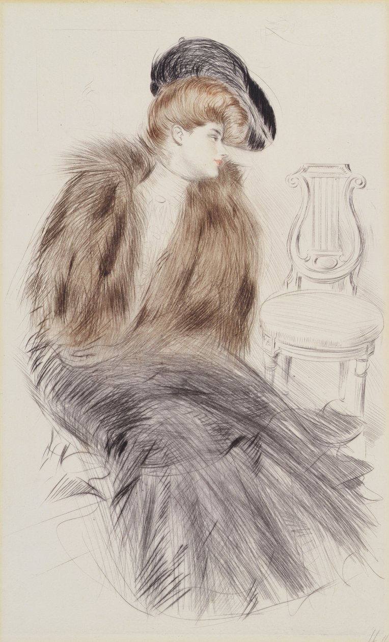 Kvinne sittende, ca. 1895 (tørrpunkt på papir) av Paul Cesar Helleu