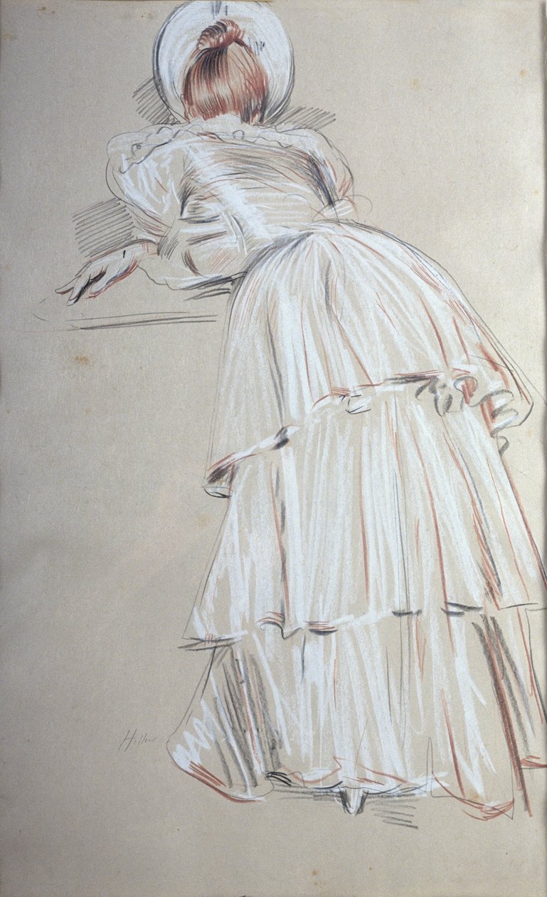 Kvinne som står og lener seg bakfra (pastell) av Paul Cesar Helleu