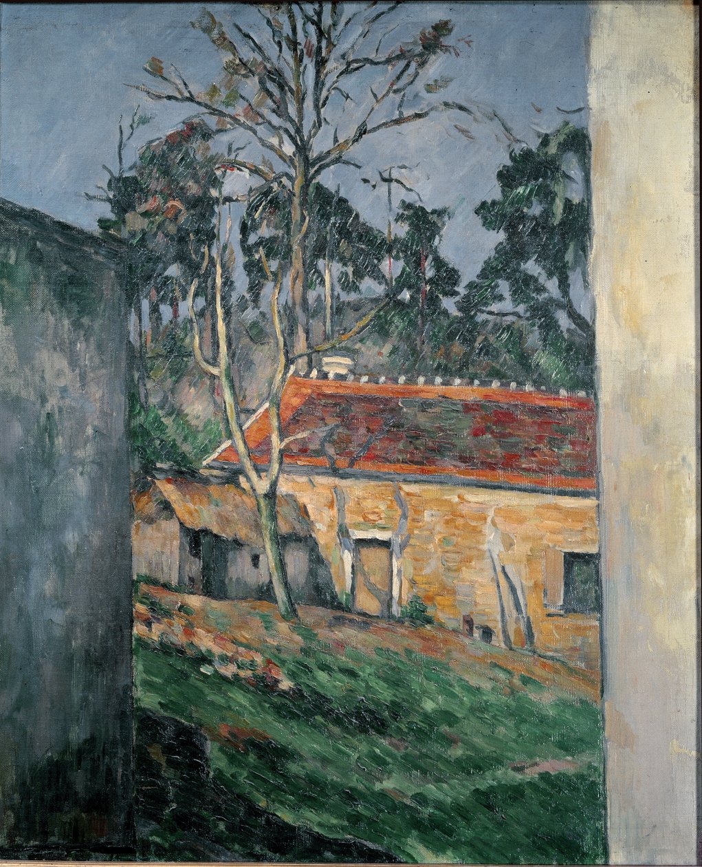Gårdstun i Auvers - olje på lerret av Paul Cézanne