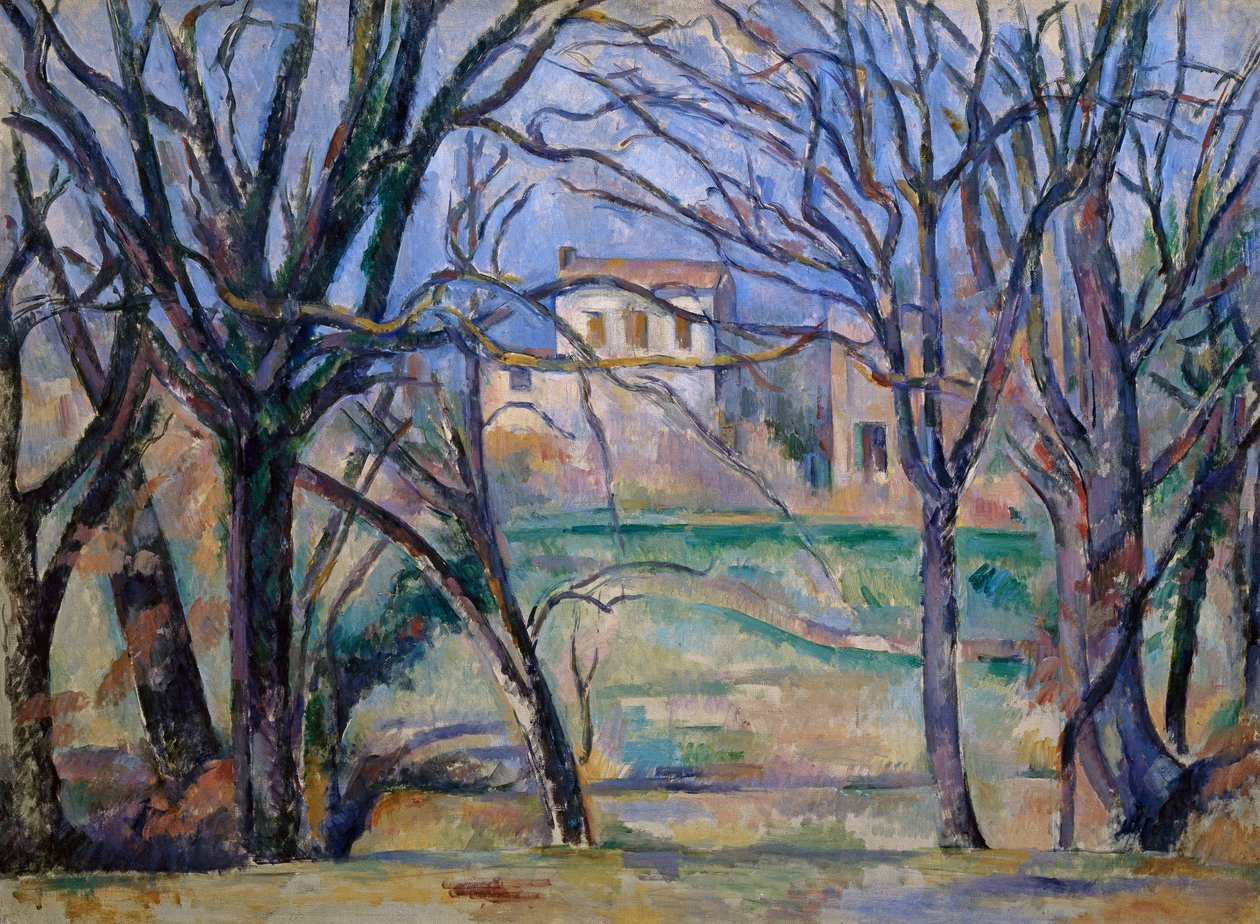 Trær og hus av Paul Cézanne