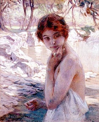 Girl by a Stream (olje på lerret) av Paul Chabas