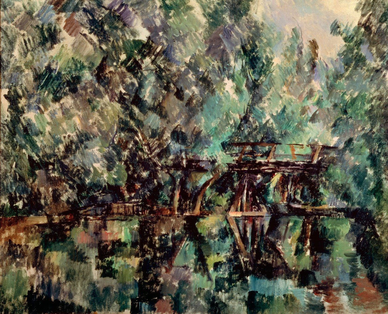 En bro over en dam, c1898. av Paul Cézanne