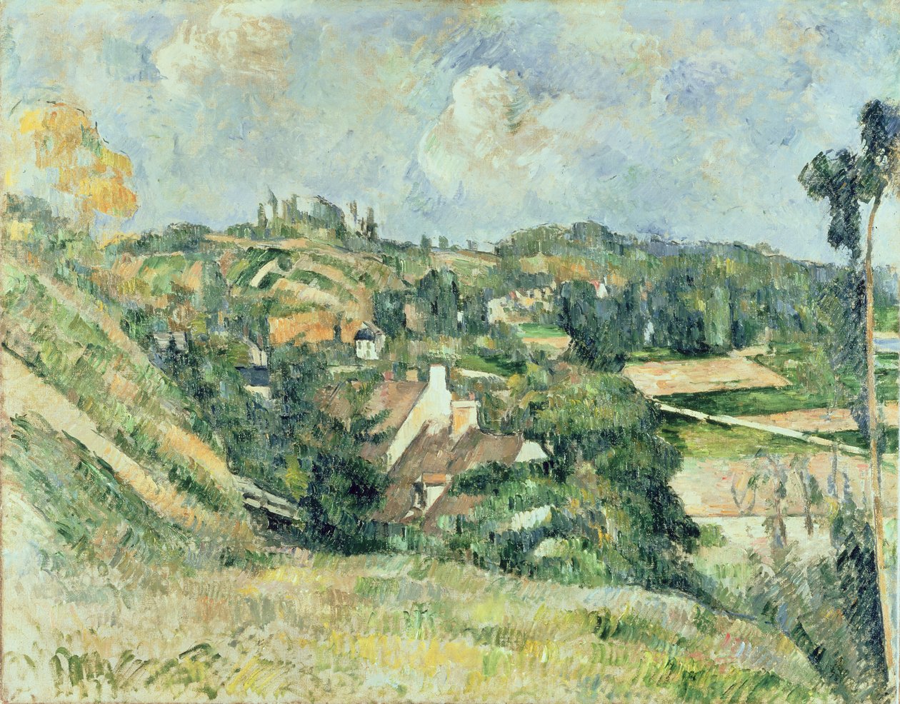 Auvers-sur-Oise, sett fra Val Harme, 1879-82 av Paul Cézanne