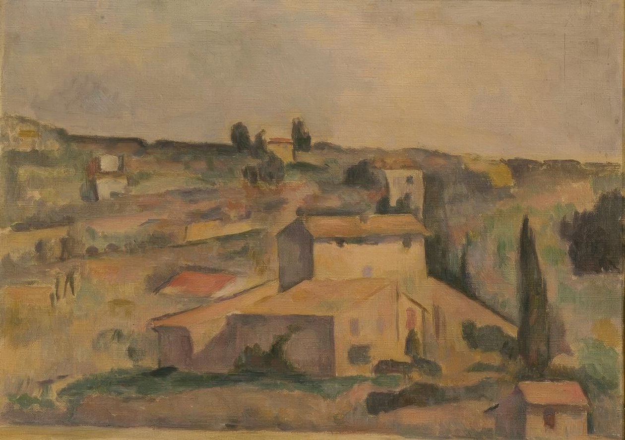 E.Fabbri (etter Cézanne), landskap ved Bellevue av Paul Cézanne
