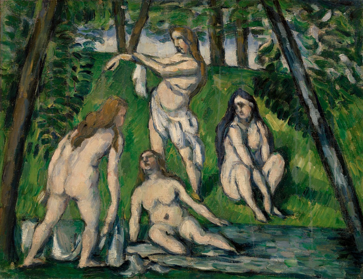 Fire badende av Paul Cézanne