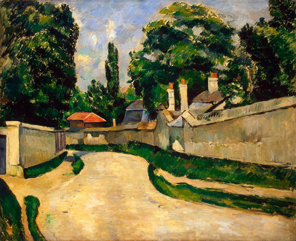 Hus langs en vei, c1881 av Paul Cézanne