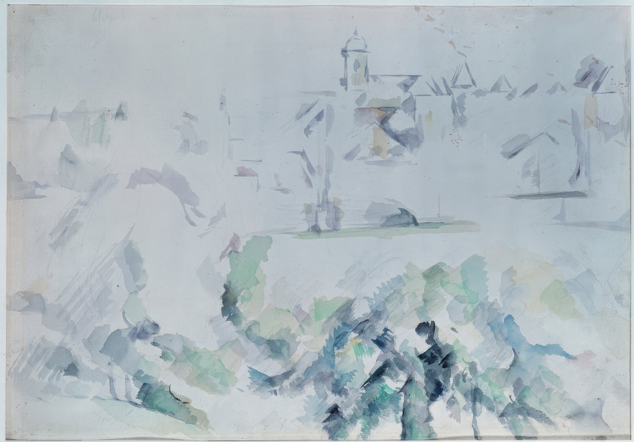 Kirke og trær av Paul Cézanne