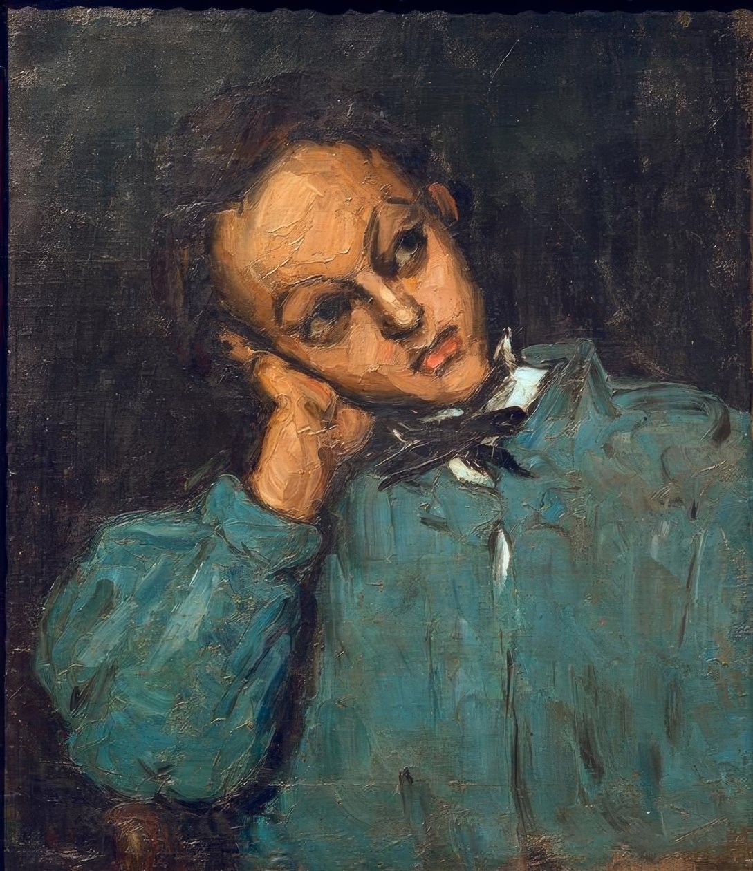 Gutt med støttet arm av Paul Cézanne