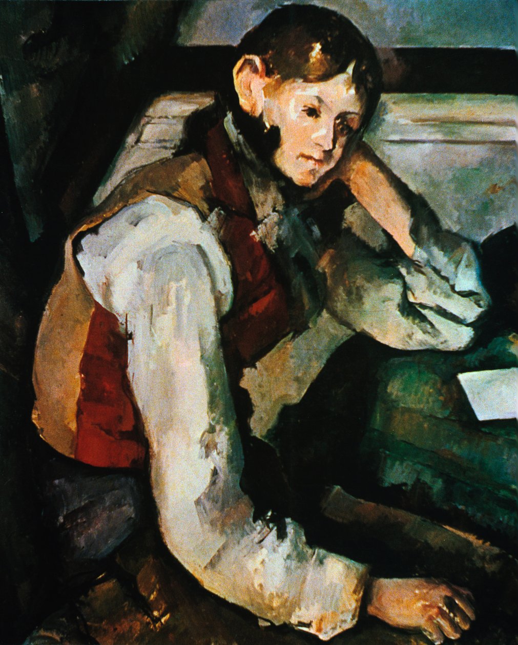 Gutten i en rød vest, 1888-1890 av Paul Cézanne