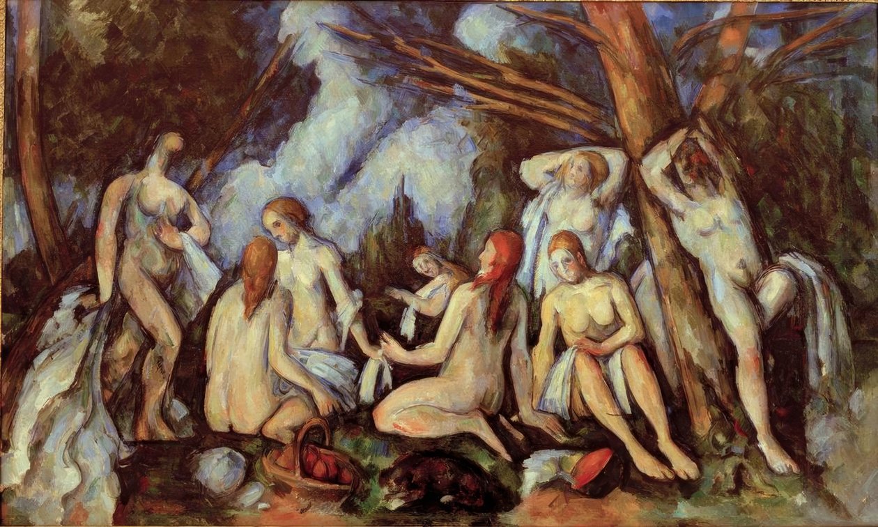 De store badegjestene av Paul Cézanne