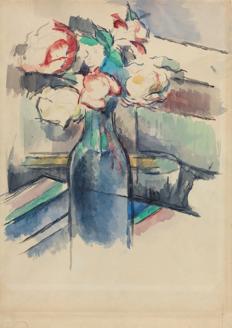 Roser i en flaske [recto] av Paul Cézanne