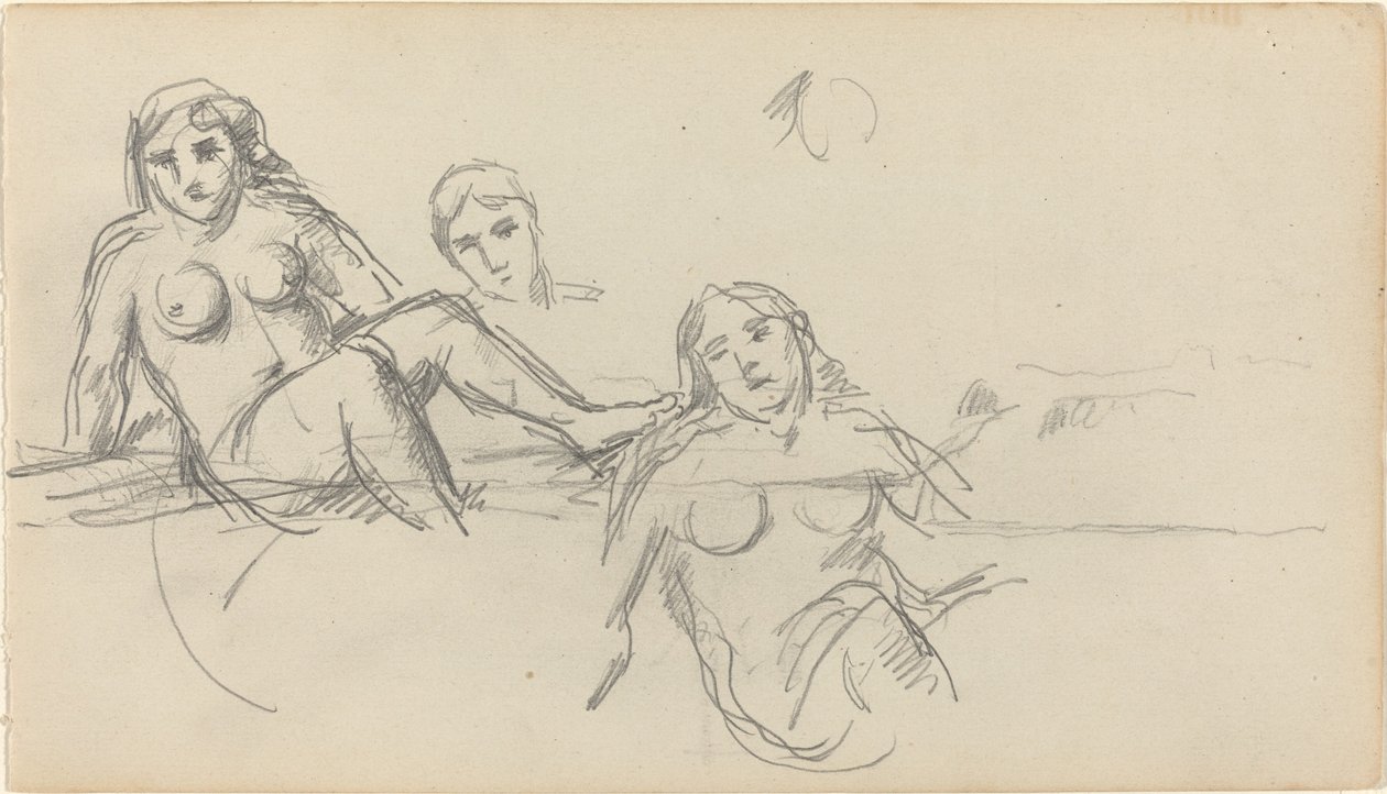 Sittende bader [verso] av Paul Cézanne