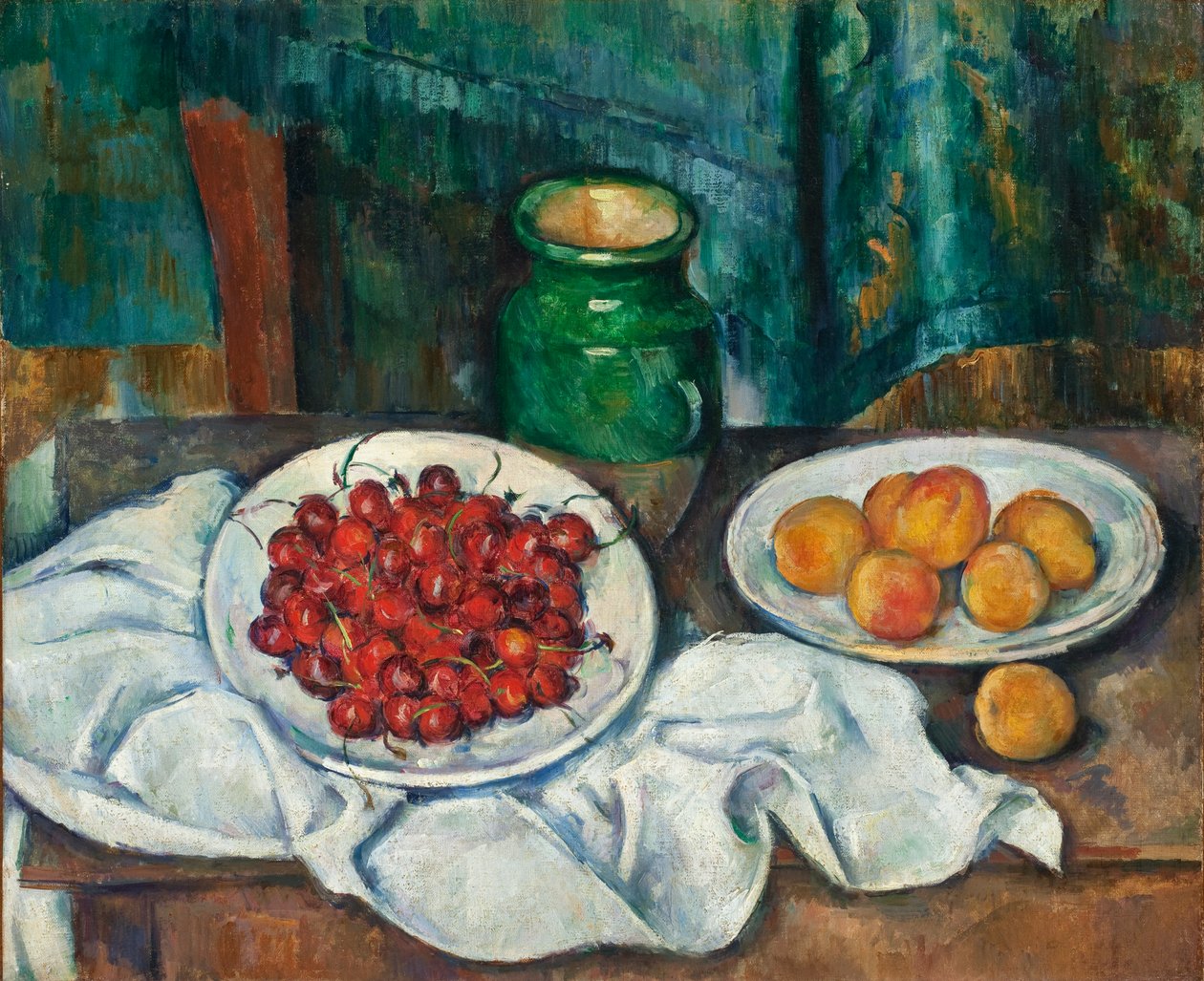 Stilleben med kirsebær og fersken, 1885-7 av Paul Cézanne