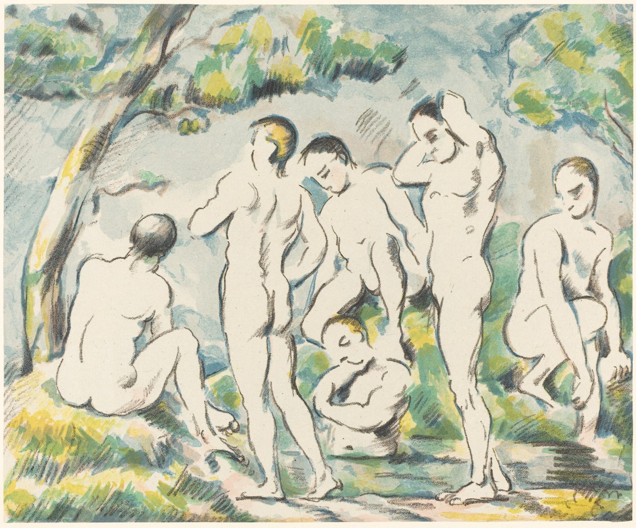 The Bathers (liten tallerken) av Paul Cézanne