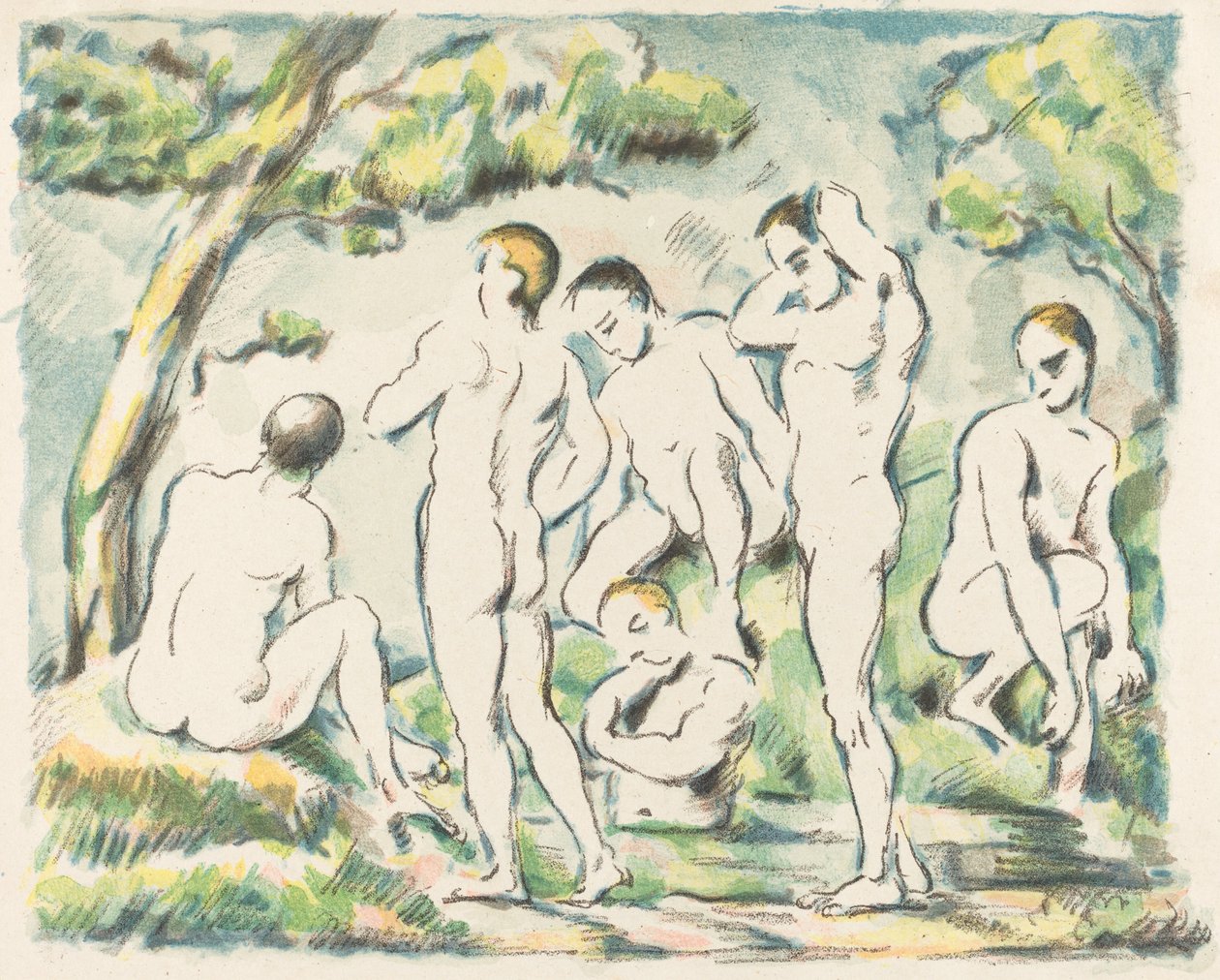 The Bathers (liten tallerken) av Paul Cézanne