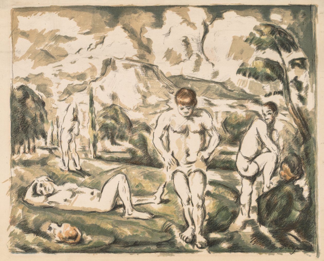 Badegjestene. av Paul Cézanne