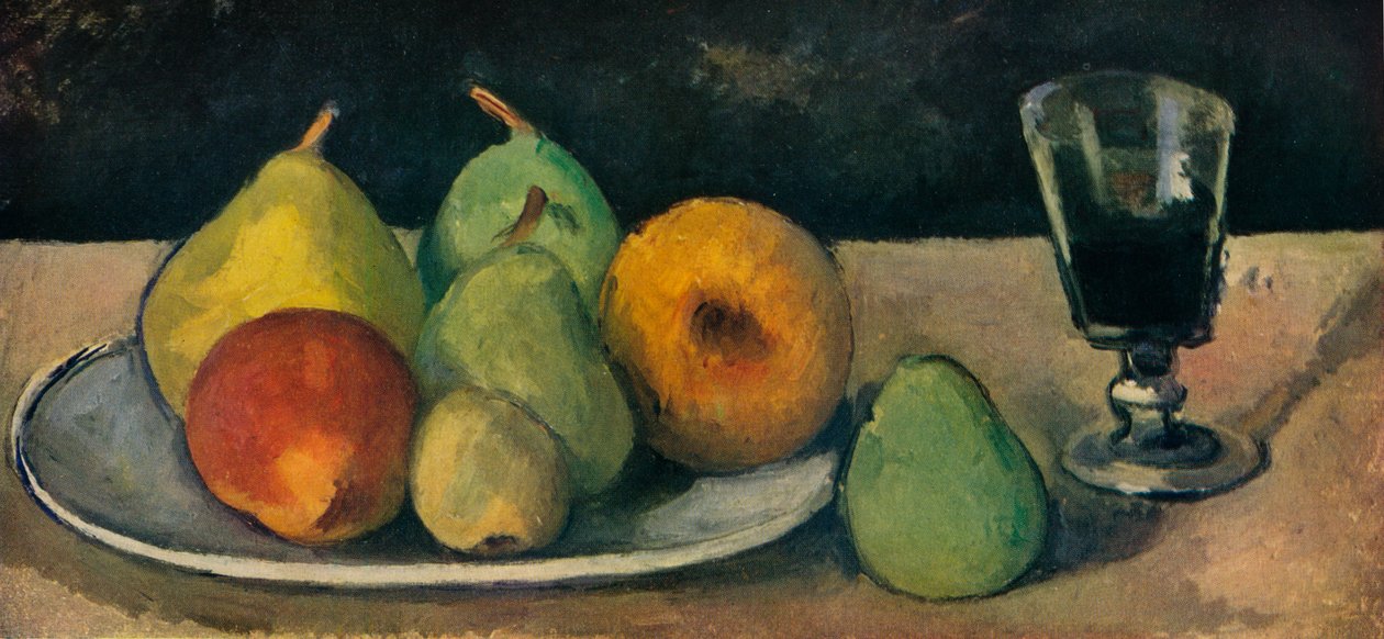 Glass og pærer, 1879-80 av Paul Cézanne