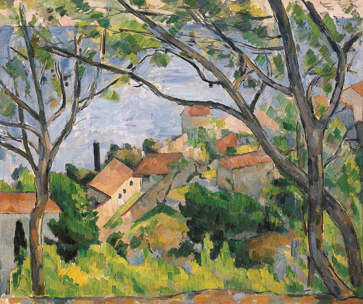 Utsikt over L"Estaque Through the Trees, 1879 av Paul Cézanne