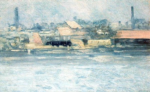 Battersea Waterfront (olje på lerret) av Paul Fordyce Maitland