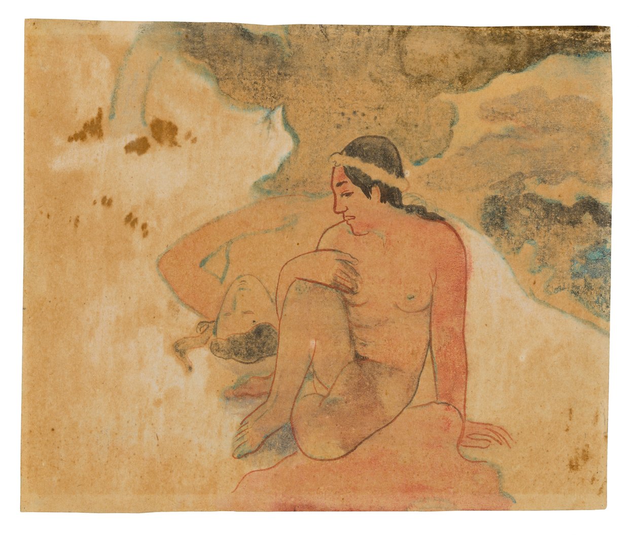 Aha oe feii? (Hva! Er du sjalu?) av Paul Gauguin