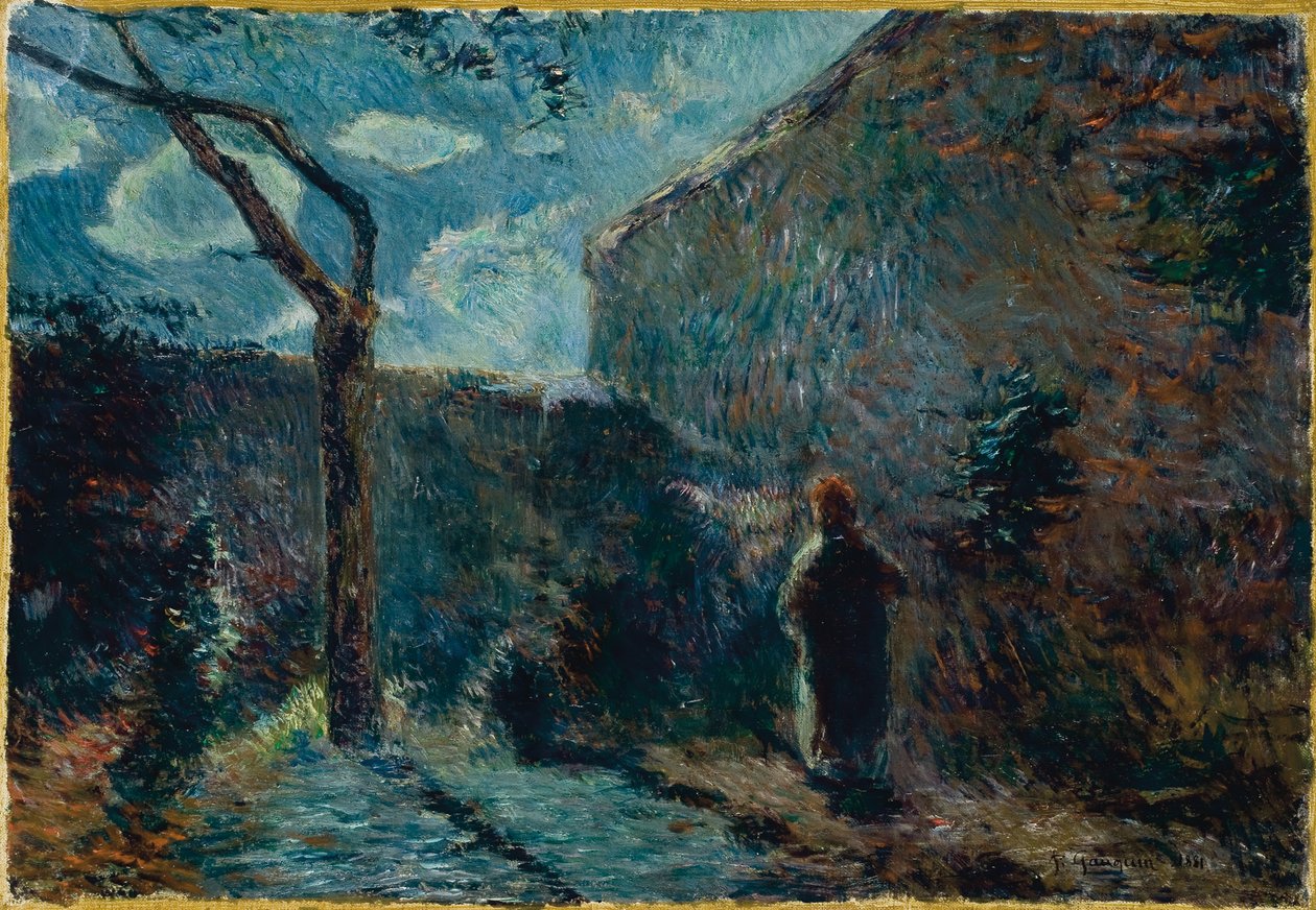 Langs muren om natten, 1881 av Paul Gauguin