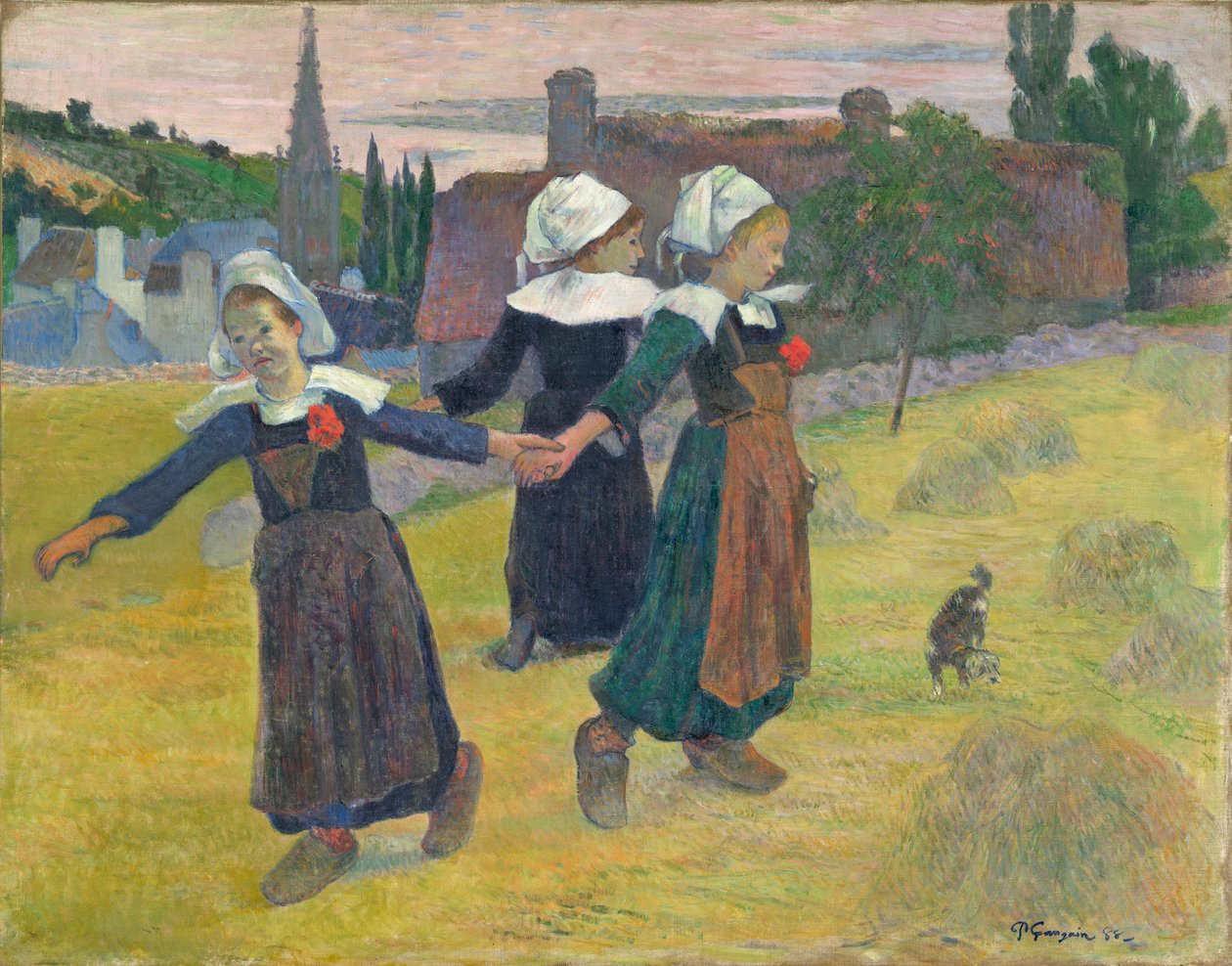 Bretonske jenter danser, Pont-Aven av Paul Gauguin
