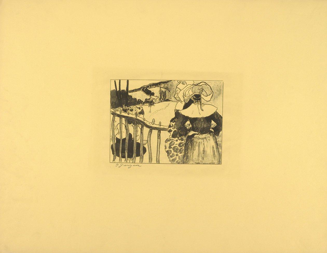 Bretonske kvinner ved et gjerde av Paul Gauguin