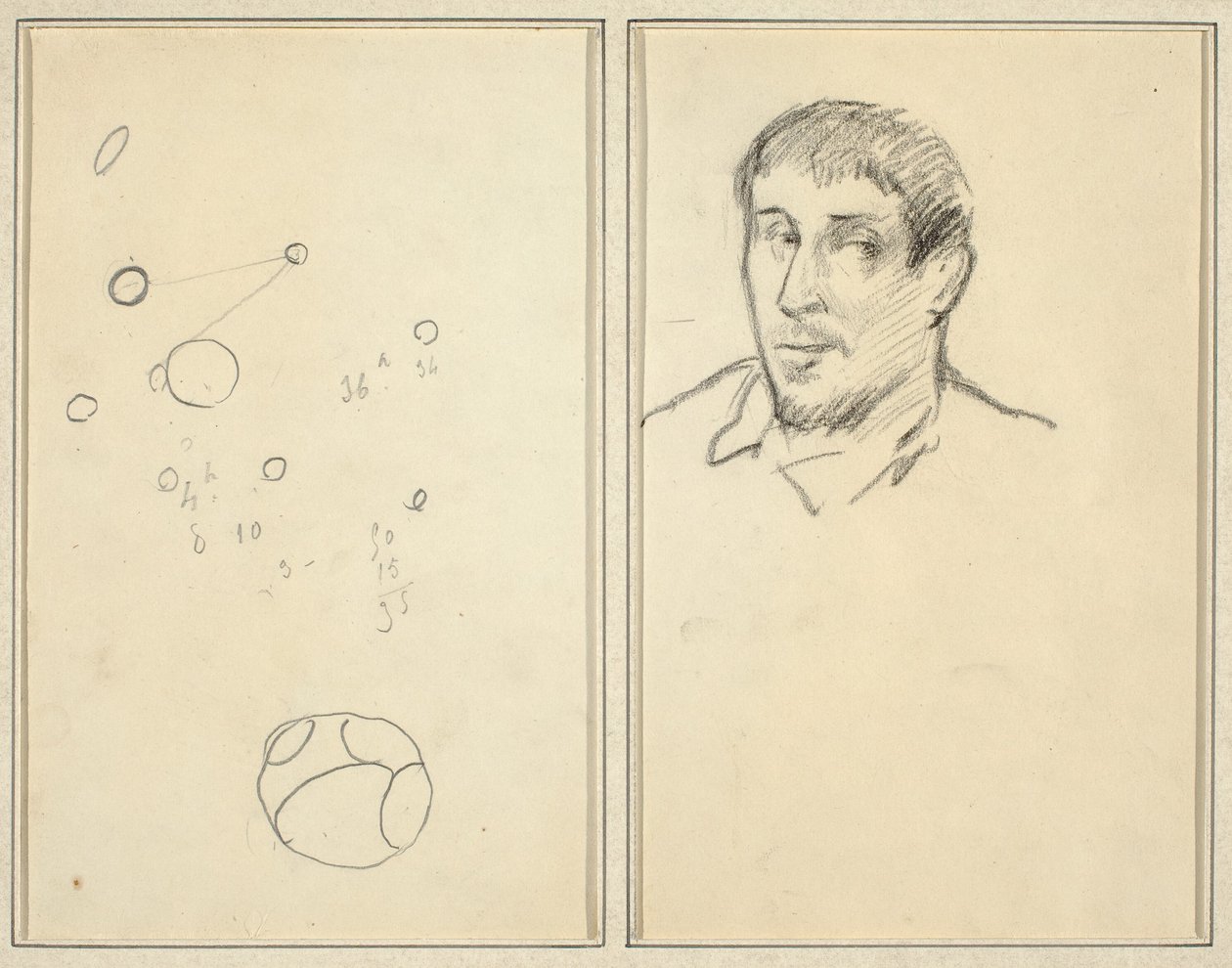 Sirkler og tall; Selvportrett [recto] av Paul Gauguin