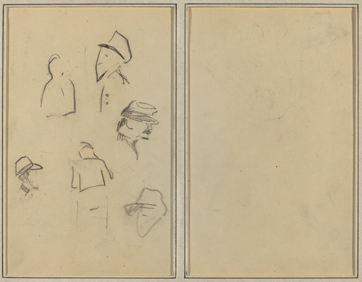 Fire hoder og to figurer [verso] av Paul Gauguin