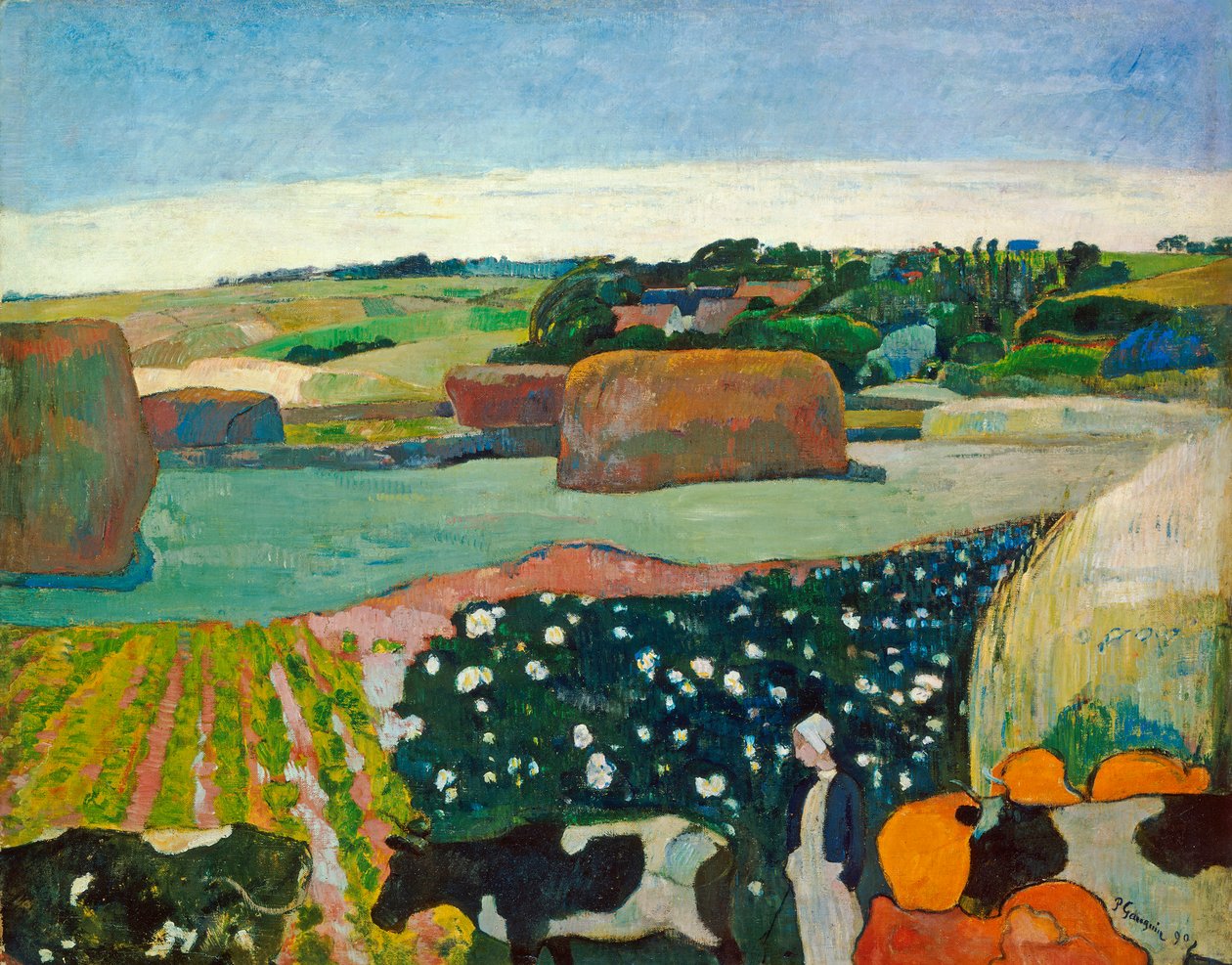Høystakker i Bretagne, 1890 av Paul Gauguin