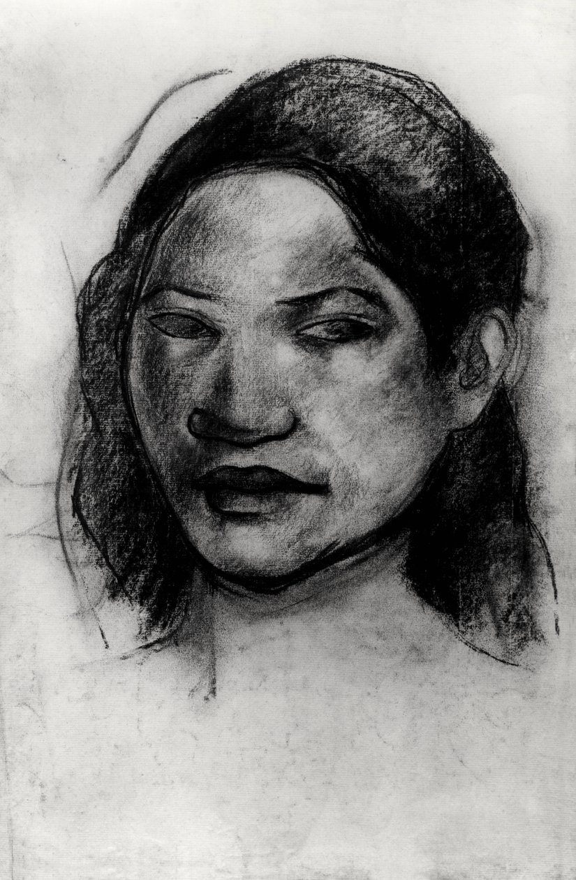 Hodet til en tahitianer (kull på papir) av Paul Gauguin