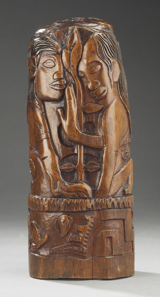 Heena og Fatu, ca. 1892 (Tamanu Wood) av Paul Gauguin